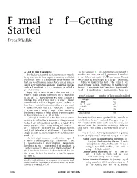 Formal Proof—Getting Started Freek Wiedijk