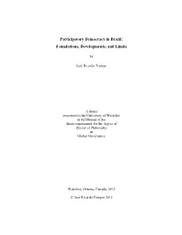Participatory Democracy in Brazil: Foundations, Developments, and Limits
