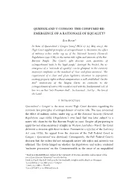 Queensland V Congoo: the Confused Re- Emergence of a Rationale of Equality?