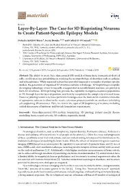 The Case for 3D Bioprinting Neurons to Create Patient-Specific Epilepsy