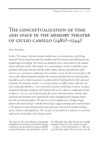 The Conceptualization of Time and Space in the Memory Theatre of G Camillo