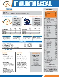 THE MATCHUP 2021 SCHEDULE Key Story Lines Broadcast Info Who