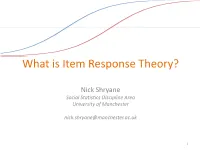 What Is Item Response Theory?