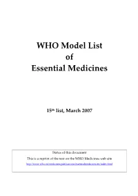 WHO Model List of Essential Medicines