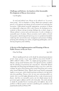 An Analysis of the Sustainable Development of Macau Associations Lou Shenghua (Pp
