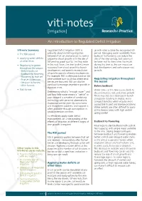 An Introduction to Regulated Deficit Irrigation
