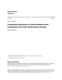 Compensation Mechanisms for Altered Membrane Sterol Compositions in the Yeast: Saccharomyces Cerevisiae