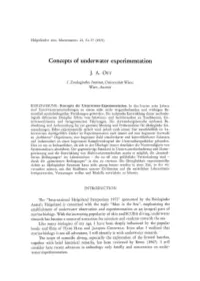 Concepts of Underwater Experimentation