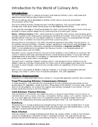 Introduction to the World of Culinary Arts