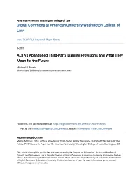 ACTA's Abandoned Third-Party Liability Provisions and What They Mean for the Future