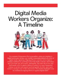 Digital Media Workers Organize: a Timeline