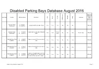 Disabled Parking Bays Database August 2016