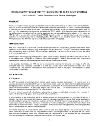 Enhancing RTF Output with RTF Control Words and In-Line Formatting