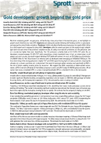 Gold Developers: Growth Beyond the Gold Price