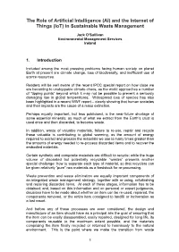 (AI) and the Internet of Things (Iot) in Sustainable Waste Management