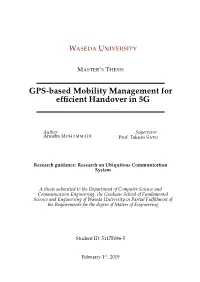 GPS-Based Mobility Management for Efficient Handover in 5G