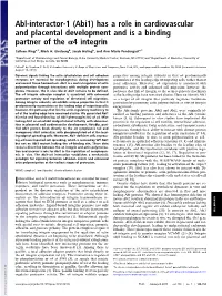 Has a Role in Cardiovascular and Placental Development and Is a Binding Partner of the Α4 Integrin