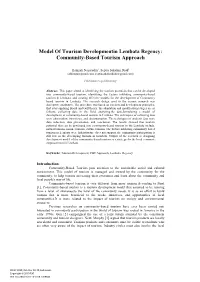 Model of Tourism Developmentin Lembata Regency: Community-Based Tourism Approach