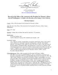 Sarah Weddington): a Guide to Its Records at the Jimmy Carter Library