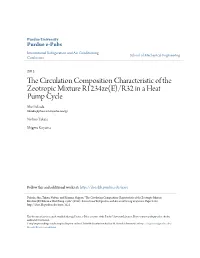 The Circulation Composition Characteristic of the Zeotropic Mixture R1234ze(E)/R32 in a Heat Pump Cycle