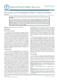 The Concept of Novel Compositions of Matter: a Theoretical Analysis