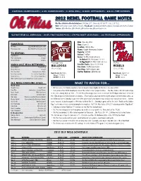 2012 Rebel Football Game Notes