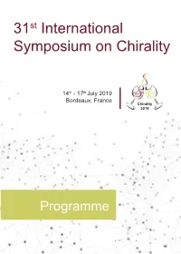 31St International Symposium on Chirality