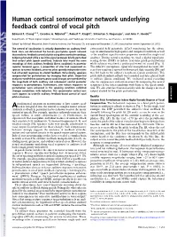 Human Cortical Sensorimotor Network Underlying Feedback Control of Vocal Pitch