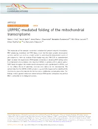 LRPPRC-Mediated Folding of the Mitochondrial Transcriptome