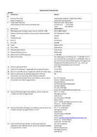 MCDR INSPECTION REPORT General S. N. Particulars Details 1