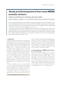 Study and Development of Low-Noise MEMS Acoustic Sensors