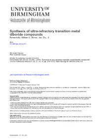 University of Birmingham Synthesis of Ultra-Refractory Transition Metal