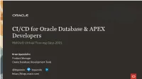 CI/CD for Oracle Database & APEX Developers