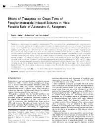 Effects of Tianeptine on Onset Time of Pentylenetetrazole-Induced Seizures in Mice: Possible Role of Adenosine A1 Receptors