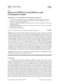 Impact of COVID-19 on Food Behavior and Consumption in Qatar