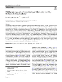 PTSD Symptoms, Vicarious Traumatization, and Burnout in Front Line Workers in the Homeless Sector