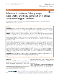 Relationship Between “A Body Shape Index (ABSI)”