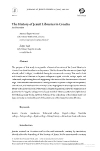 The History of Jesuit Libraries in Croatia an Overview