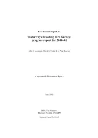 Waterways Breeding Bird Survey: Progress Report for 2000–01