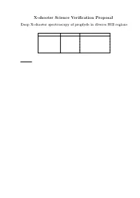 X-Shooter Science Verification Proposal