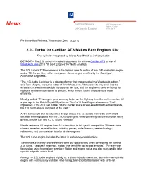 2.0L Turbo for Cadillac ATS Makes Best Engines List