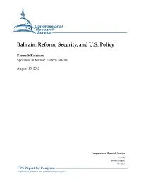 Bahrain: Reform, Security, and U.S