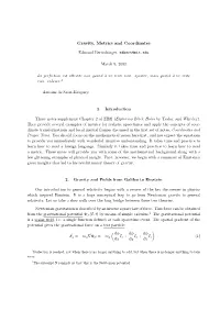 Gravity, Metrics and Coordinates