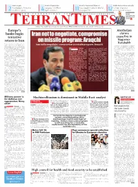Iran Not to Negotiate, Compromise on Missile Program: Araqchi