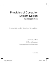 Principles of Computer System Design an Introduction