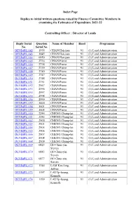 Replies to Initial Questions Raised by Finance Committee Members in Examining the Estimates of Expenditure 2021