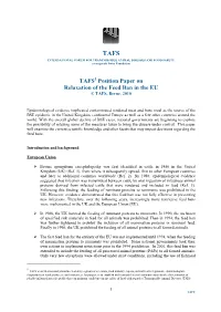 TAFS Position Paper on Relaxation of the Feed Ban in the EU