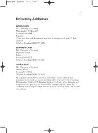 University Addresses