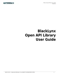 Blacklynx Open API Library User Guide 9 Mar 2019