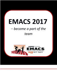 EMACS 2017 – Become a Part of the Team Welcome to EMACS!